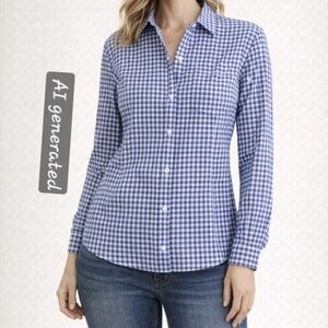 NWT UNTUCKit Women's Blue and White Checkered Shirt